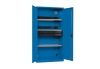 Battery charging cabinets with hinged doors